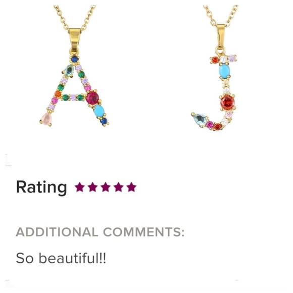 D Initial Pendant Necklace Multi-color Rhinestones Gold Tone Chain - Picture 5 of 16